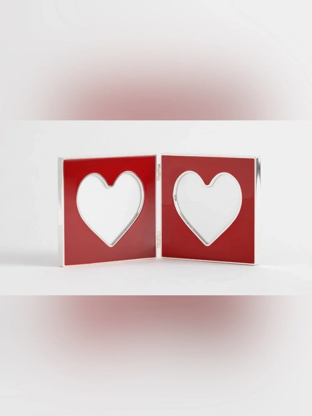 Pottery Barn Red Double Heart Photo Frame